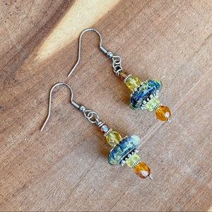 Handmade artisan lampwork bead dangle earrings